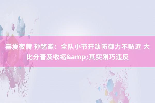 喜爱夜蒲 孙铭徽：全队小节开动防御力不贴近 大比分普及收缩&其实刚巧违反